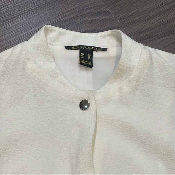 XS White Button Up Blazer Bomber Jacket Revamped - Picture 2 of 5